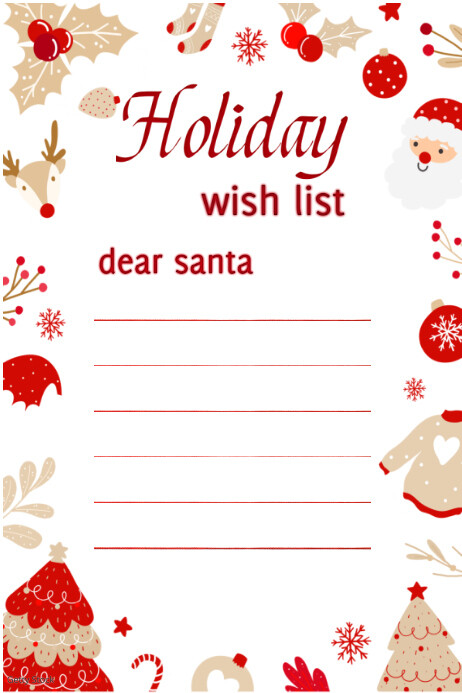 White List-based Christmas Wish List Poster template