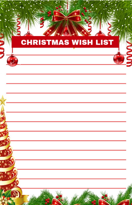 White List-based Christmas Wish List Template Design Tabloid 小报