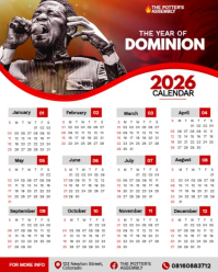 White List-based Church 2026 Calendar Template  Instagram Portrait