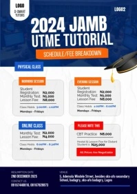 White List-based Class Fee Breakdown Poster A3 template