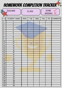 White List-based Class Homework Completion Tracker A4 template