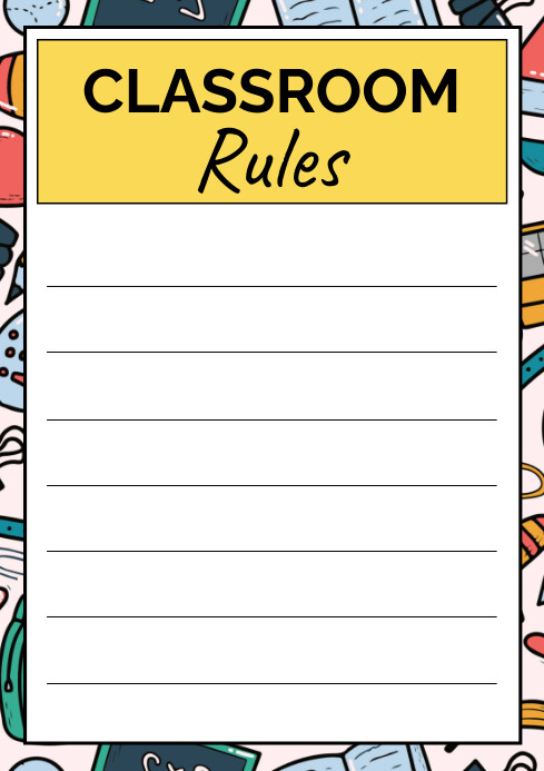 White List-based Classroom Rules And Announce A4 template