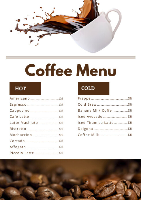 White List-based Coffee Menu A4 template