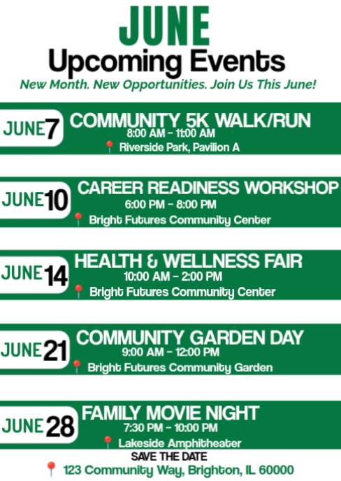 White Community Events A6 Template | PosterMyWall
