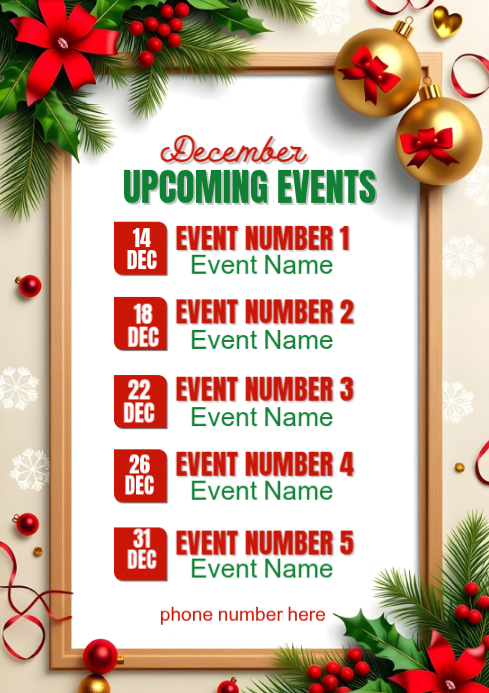 White List-based December Upcoming Events  A4 template