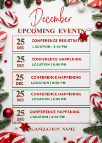 White List-based December Upcoming Events Calendar  A6 template