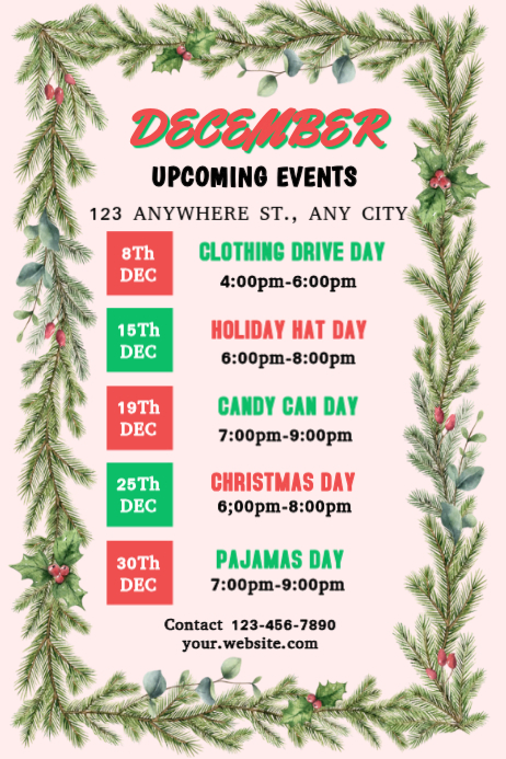 White List-based December Upcoming Events Poster Template | PosterMyWall