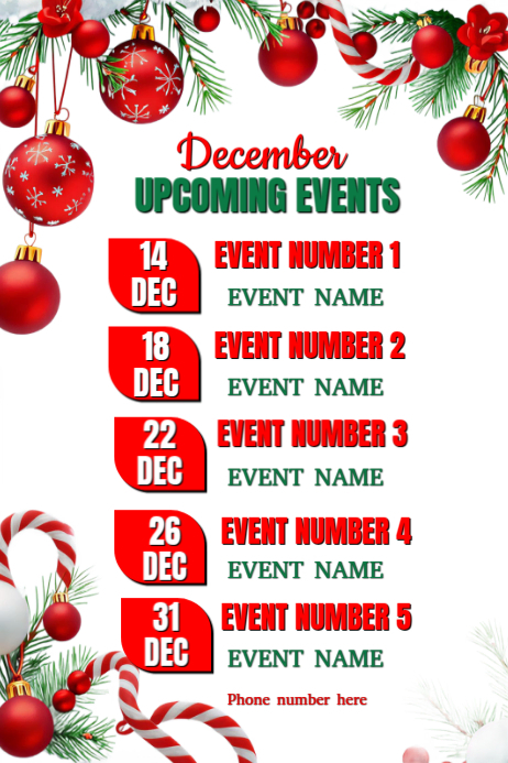 White List-based December Upcoming Events Poster template
