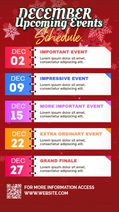White List-based December Upcoming Events Schedule  Instagram Story template