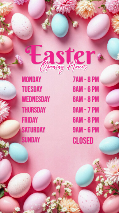 Easter Week Store Hour White List-based Easter Opening Hours Instagram Story Template ...