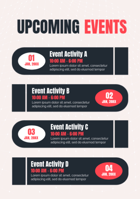White List-based Editable Upcoming Events Poster Template For School ...