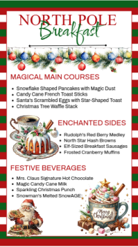 สีขาว North Pole Christmas Breakfast Menu Digitalt display Template