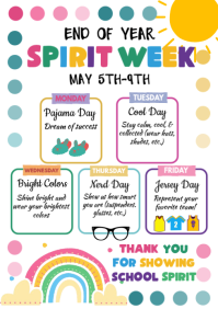White List-based End Of Year Spirit Week  A4 template