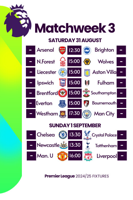 White List-based Epl Matchweek 3 Poster template
