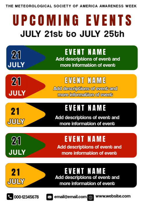 Events Week List Copy of White List-based Event Week activities template A4 | PosterMyWall