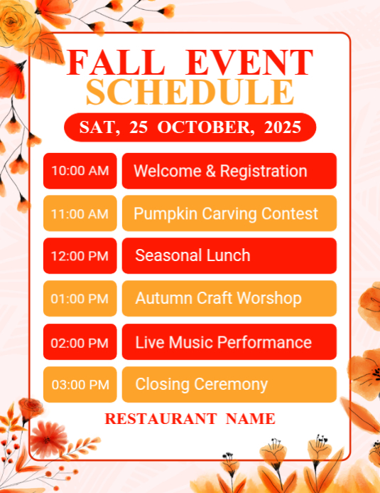 White List-based Fall Event Schedule Flyer (us Letter) template