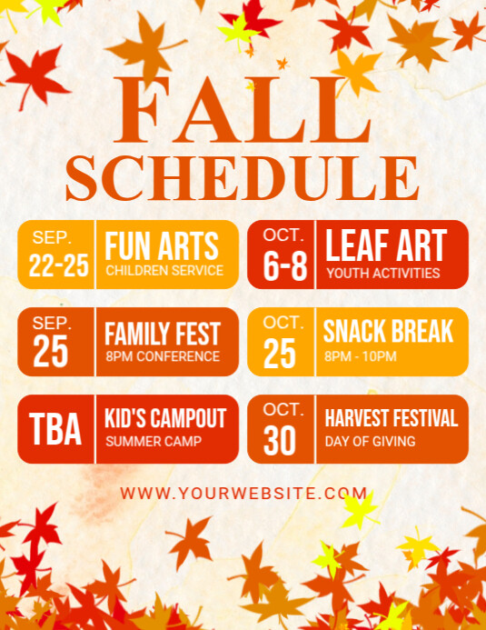 Modèle White List-based Fall Schedule Flyer (us Letter) | PosterMyWall