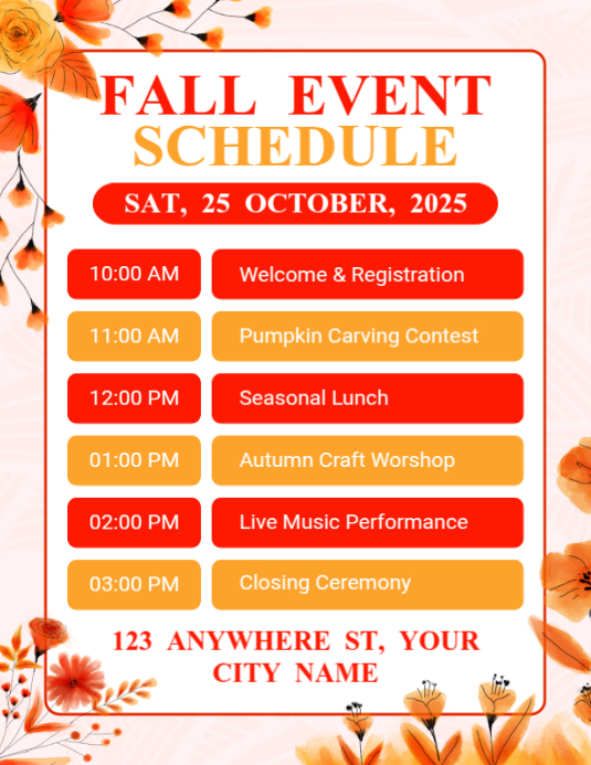 White List-based Fall Schedule Flyer (us Letter) template