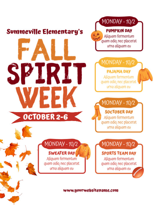 White List-based Fall Spirit Week Flyer (us Letter) template