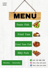 White List-based Fast Food Menu A6 template