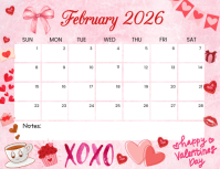 White List-based February 2026 Calendar  Flyer (us Letter) template