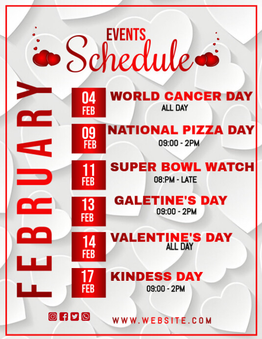 Copy of White List-based February Events Schedule Flyer (us Letter ...