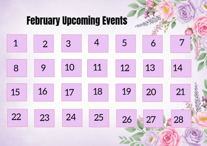 February Events Calendar A4 Template | PosterMyWall