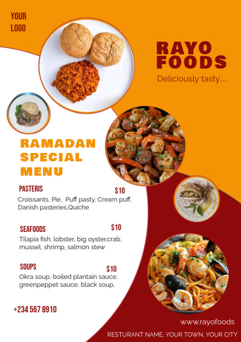 White List-based Food Menu  A3 template