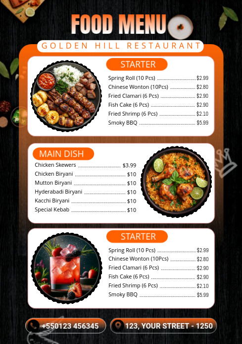 White List-based Food Menu A4 template