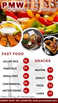 White List-based Food Menu  Digital Display (9:16) template