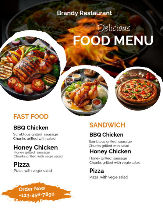 White List-based Food Menu Flyer (us Letter) template