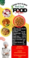 White List-based Food Menu  Roll Up Banner 3' × 6' template