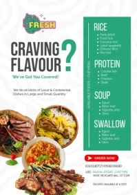 White List-based Fresh Food Restaurant Menu A3 template