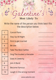 White List-based Galentine’s Day Party Games Printable A4 template