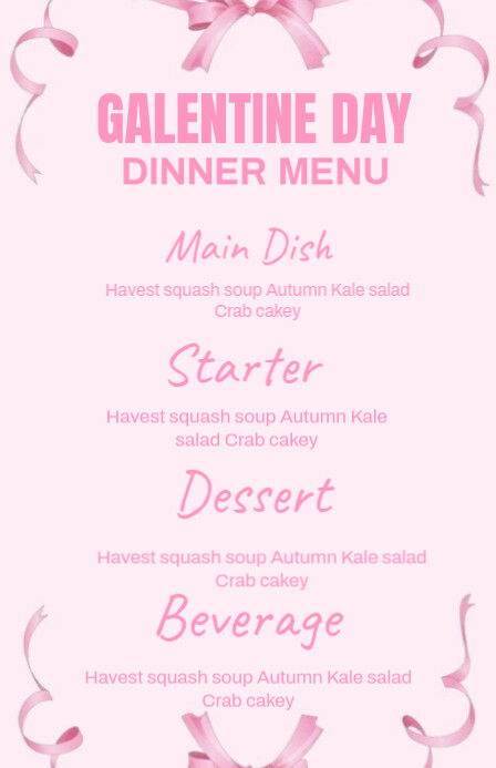 Copy of White List-based Galentine Dinner Menu Template Tabloid ...