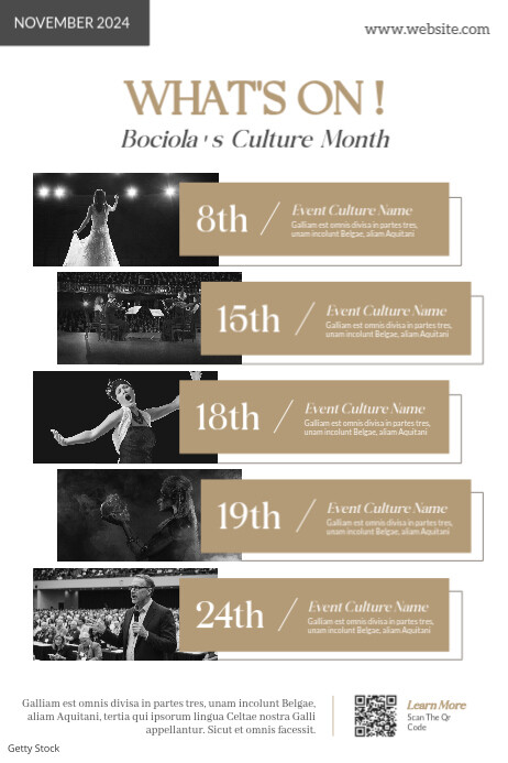 White List-based Gold White And Black Event List Event Lineup Poster Advertisement Theatre Culture F template
