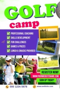 White List-based Golf Camp  Poster template