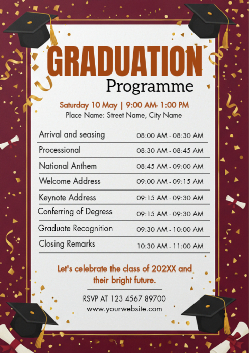 White List-based Graduation Ceremony A4 Template | PosterMyWall