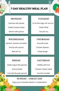 White List-based Green 7 Day Healthy Meal Plan  Tabloid template
