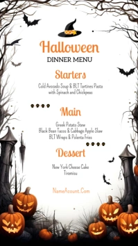 White List-based Halloween Dinner Menu Digital Display (9:16) template
