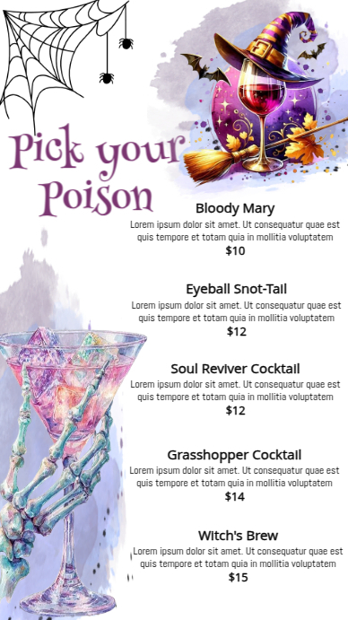 White List-based Halloween Drinks Menu Digital Display (9:16) template