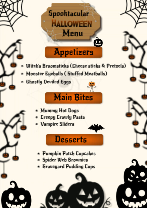 White List-based Halloween Menu A6 template