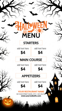 Biały Halloween Menu Instagram Story Template