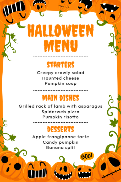 White List-based Halloween Menu Poster Plakat template