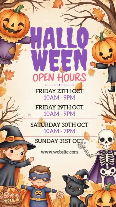 White List-based Halloween Open Hours Instagram Story template