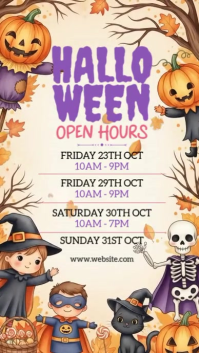 White Halloween Open Hours Instagram Story Template