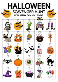 White List-based Halloween Scavenger Hunt  A4 template