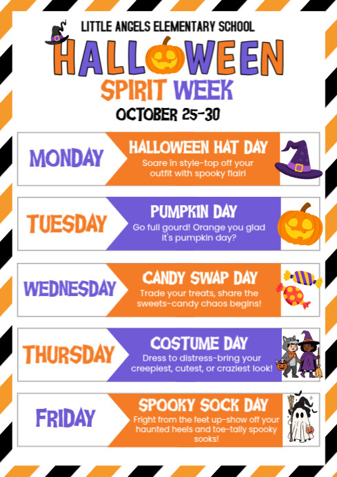 White List-based Halloween Spirit Week A4 template