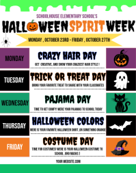 สีขาว School Halloween Spirit Week Poster/Wallboard Template