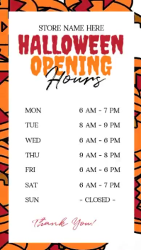 Белый Halloween Store Hours Instagram Story Template